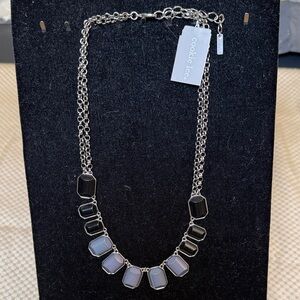 Cookie Lee Silver Necklace with Black Stones